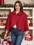 Red collared neck cropped cape, front view