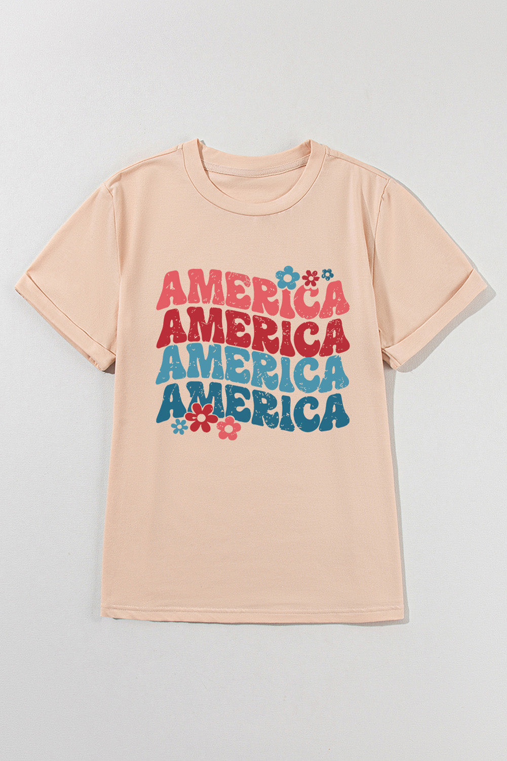 AMERICA round neck short sleeve t-shirt flat lay