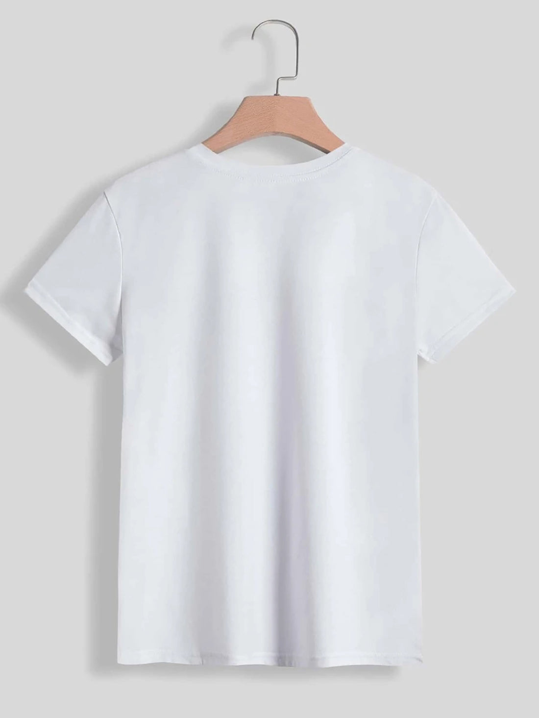 Back view of plain white round neck T-shirt