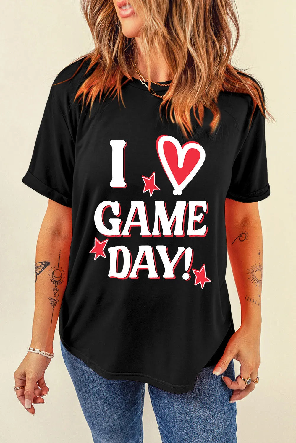 T-Shirt mit Rundhalsausschnitt und Buchstaben Grafik