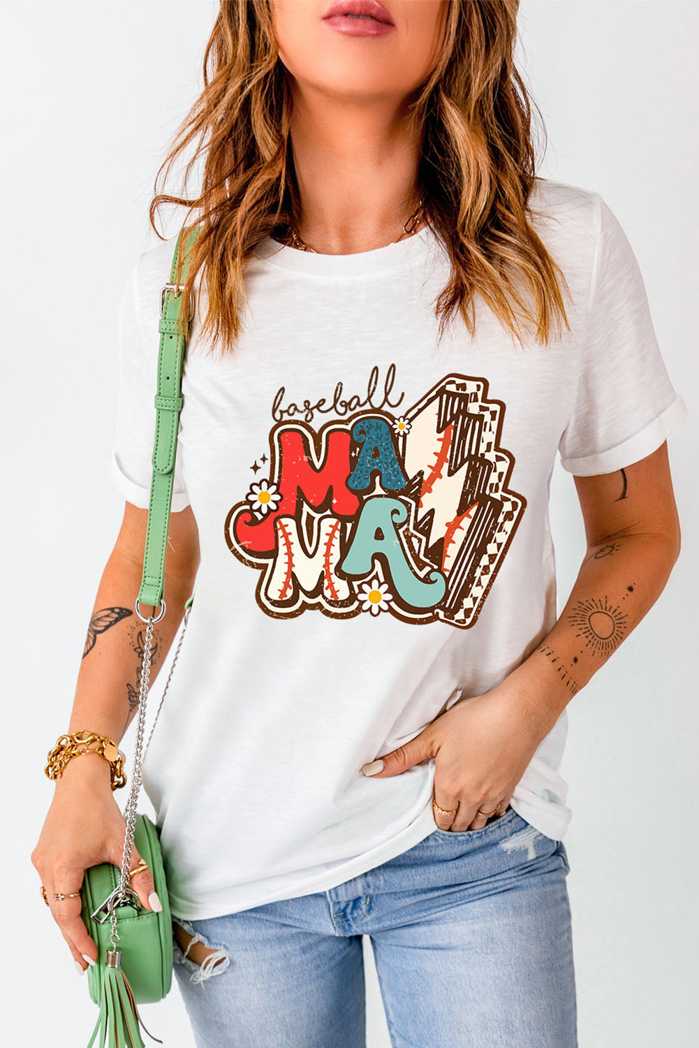 Round neck T-shirt featuring &