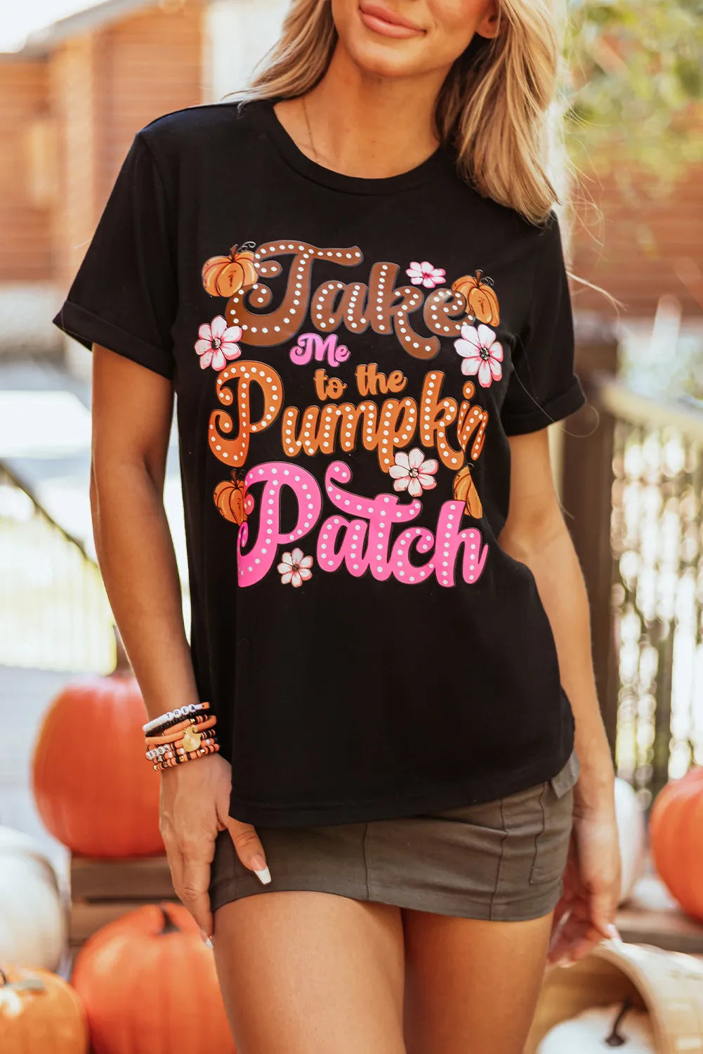 Black T-shirt with &
