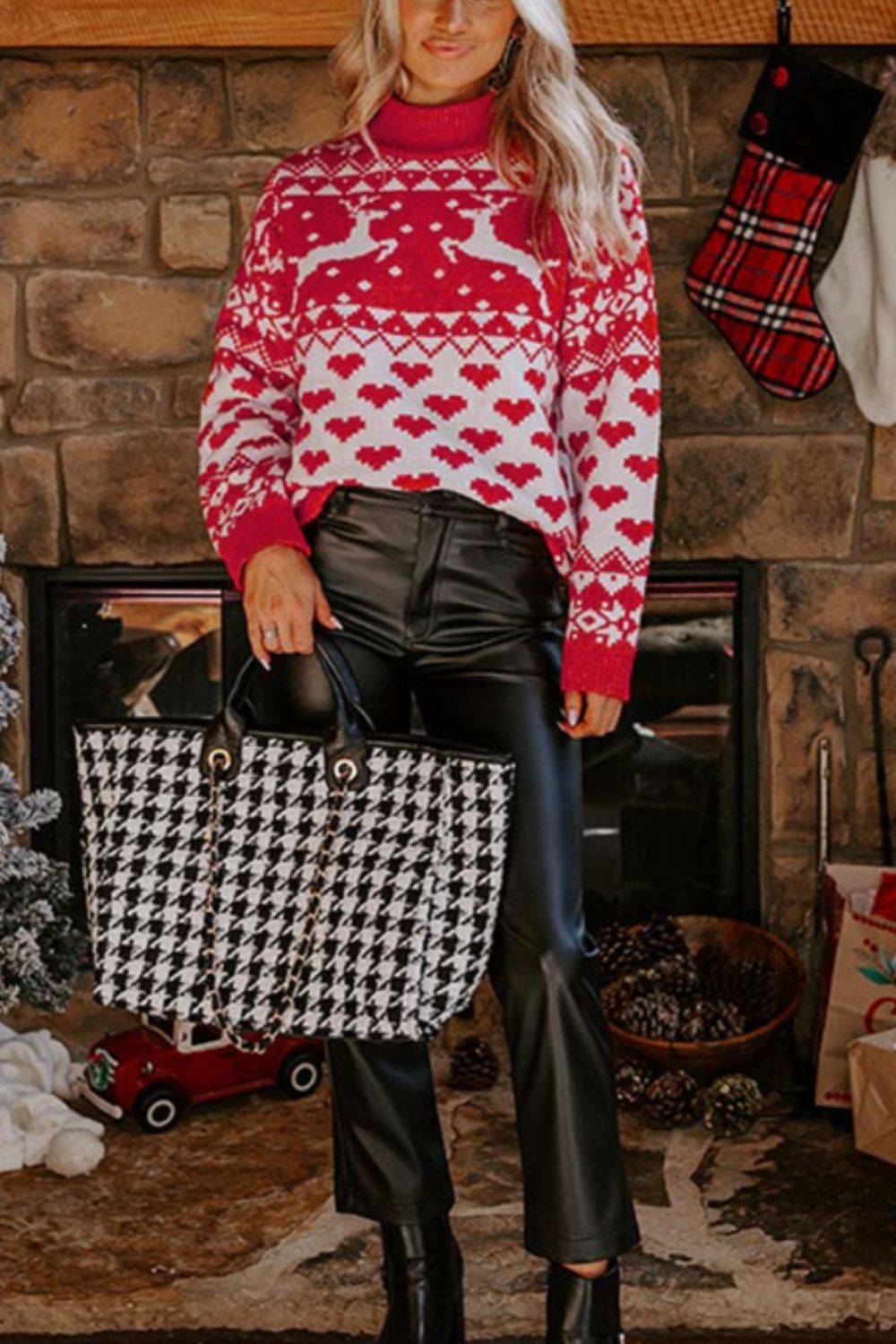 Full outfit with Christmas sweater and black pants