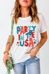 Party in the USA letter graphic round neck t-shirt front view