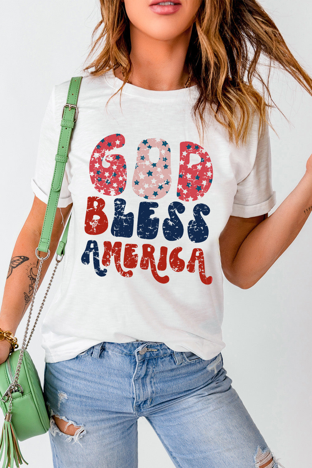 Short sleeve T-shirt with patriotic &