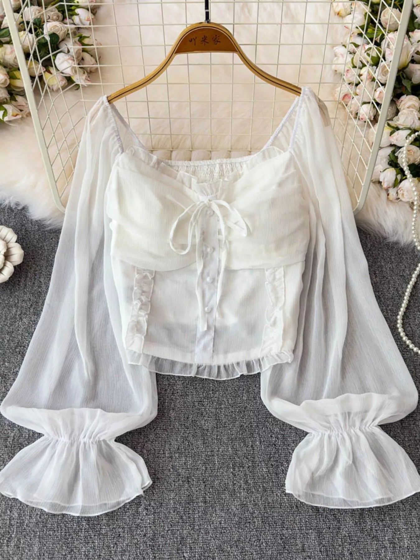 Frill Flounce Sleeve Blouse