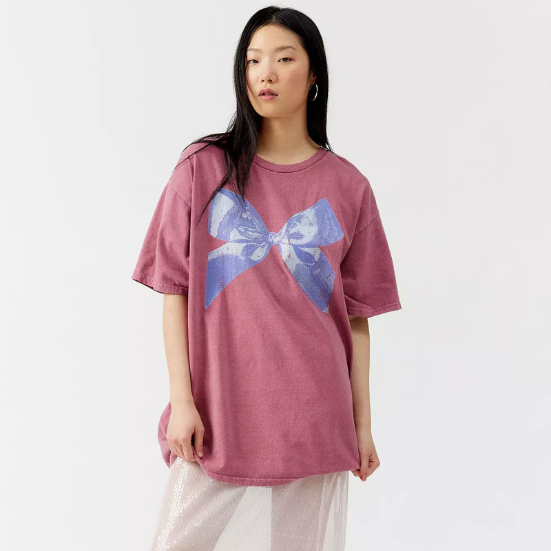 Schmetterlings-T-Shirt für Damen, einfacher Stil, Rundhalsausschnitt und kurze Ärmel