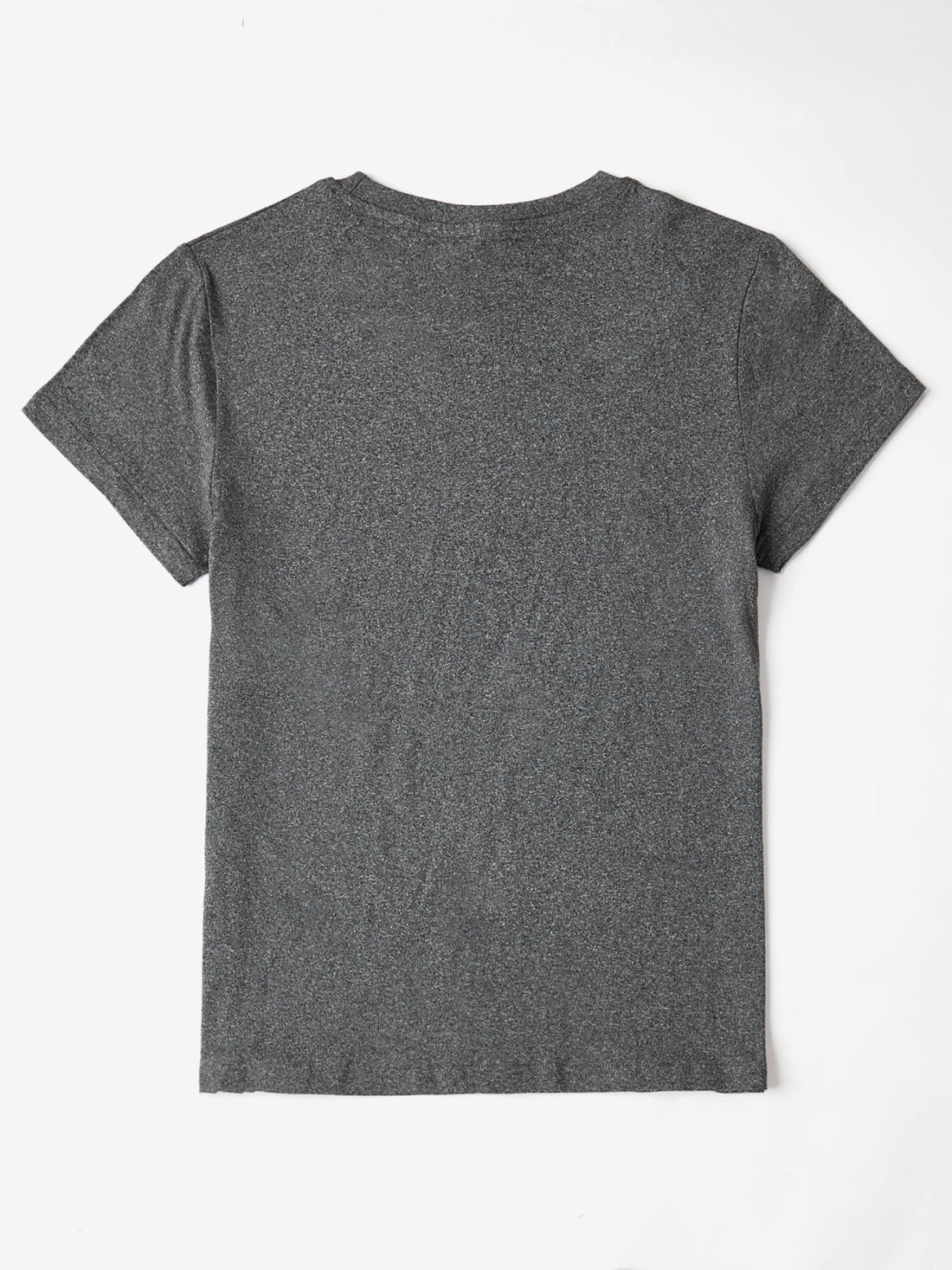 Back view of gray round neck short sleeve T-shirt