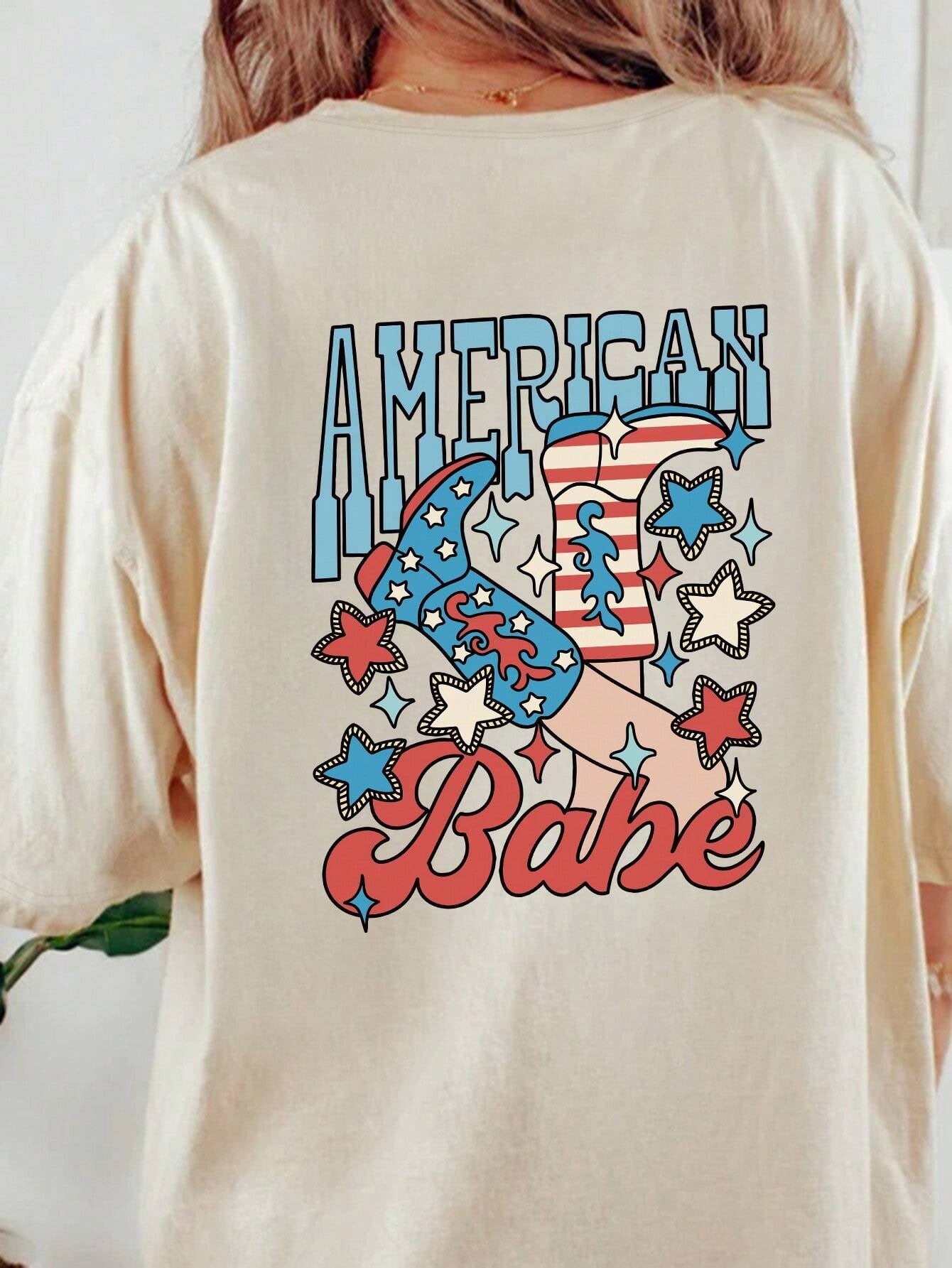 Beige graphic T-shirt with &