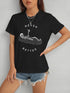 Black skull round neck short sleeve T-shirt, front view