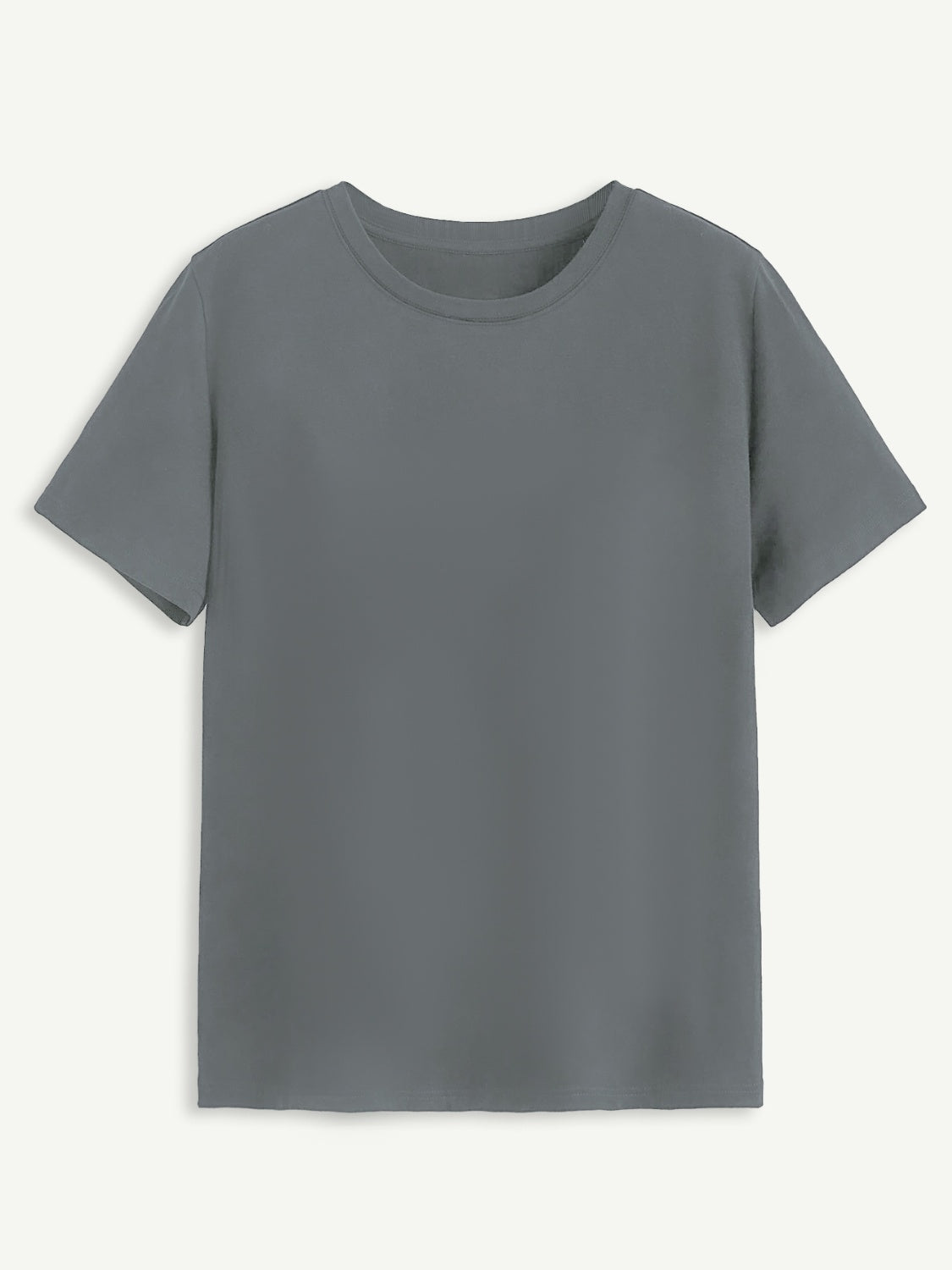 Plain gray round neck short sleeve T-shirt