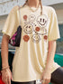 Graphic round neck half sleeve t-shirt with smiley faces