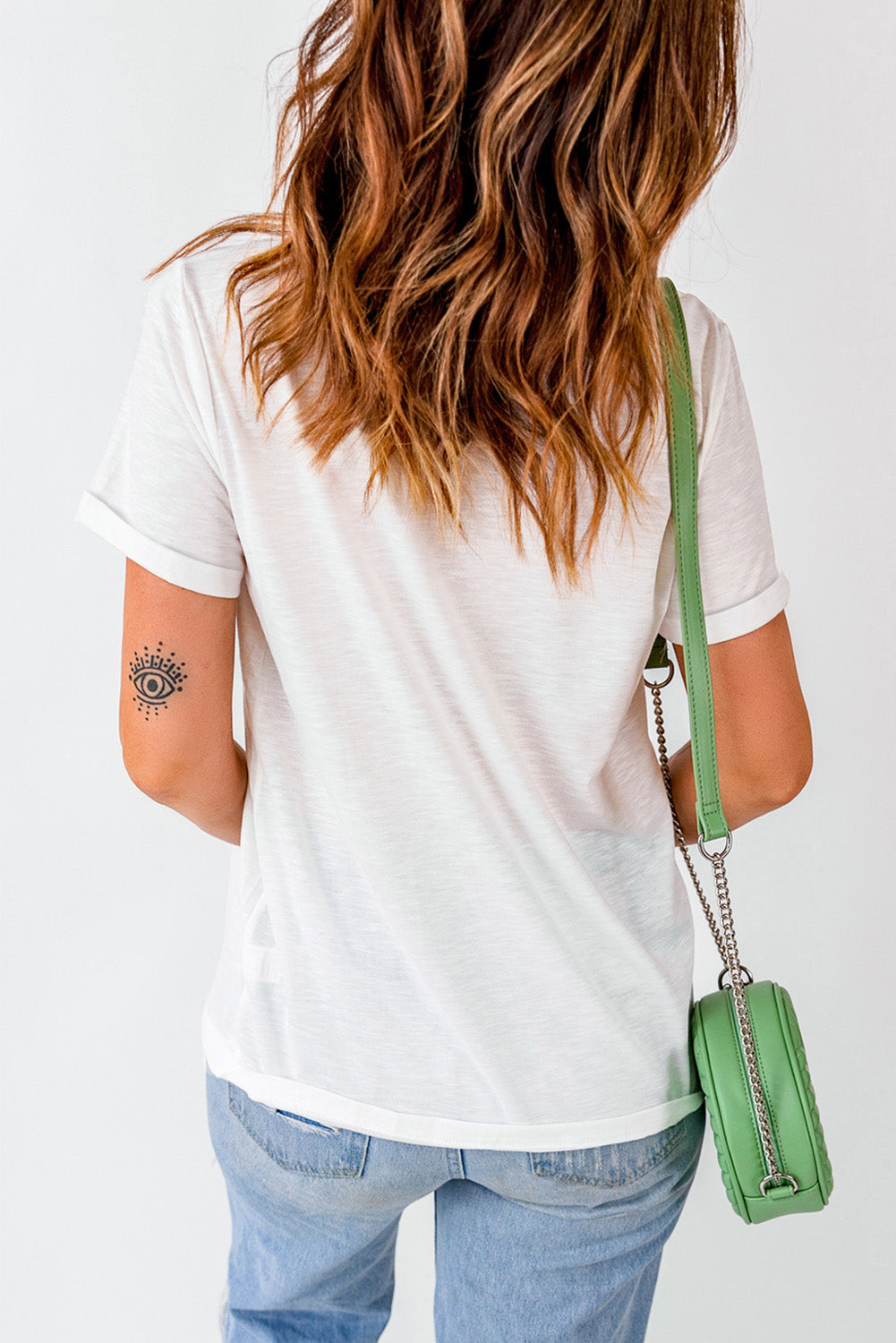 Back view of AMERICA round neck t-shirt