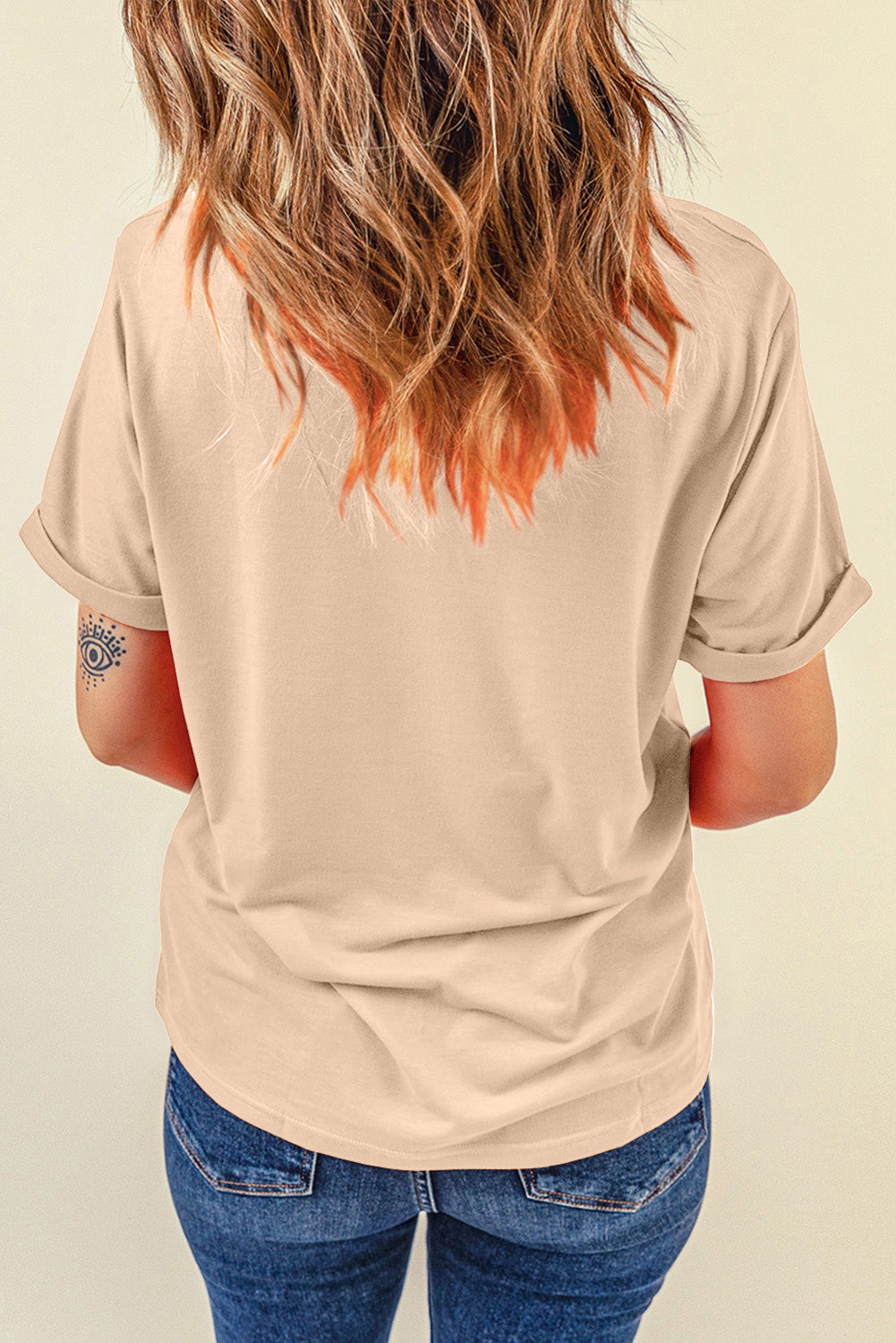 Back view of AMERICA round neck short sleeve t-shirt