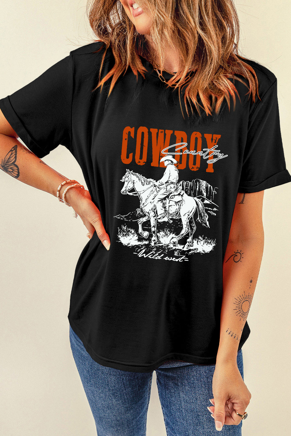 COWBOY short sleeve t-shirt with wild west theme graphic