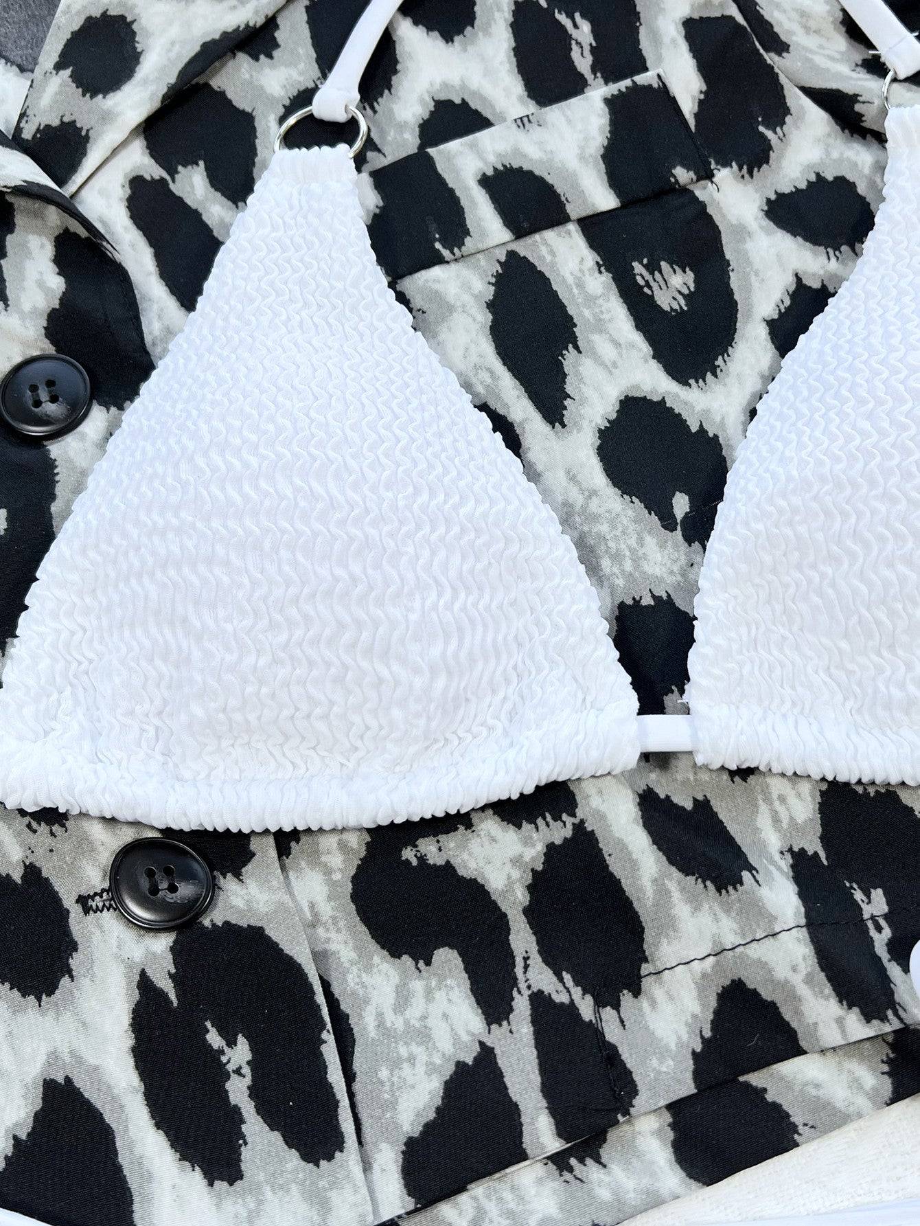 Close-up of white textured bikini top