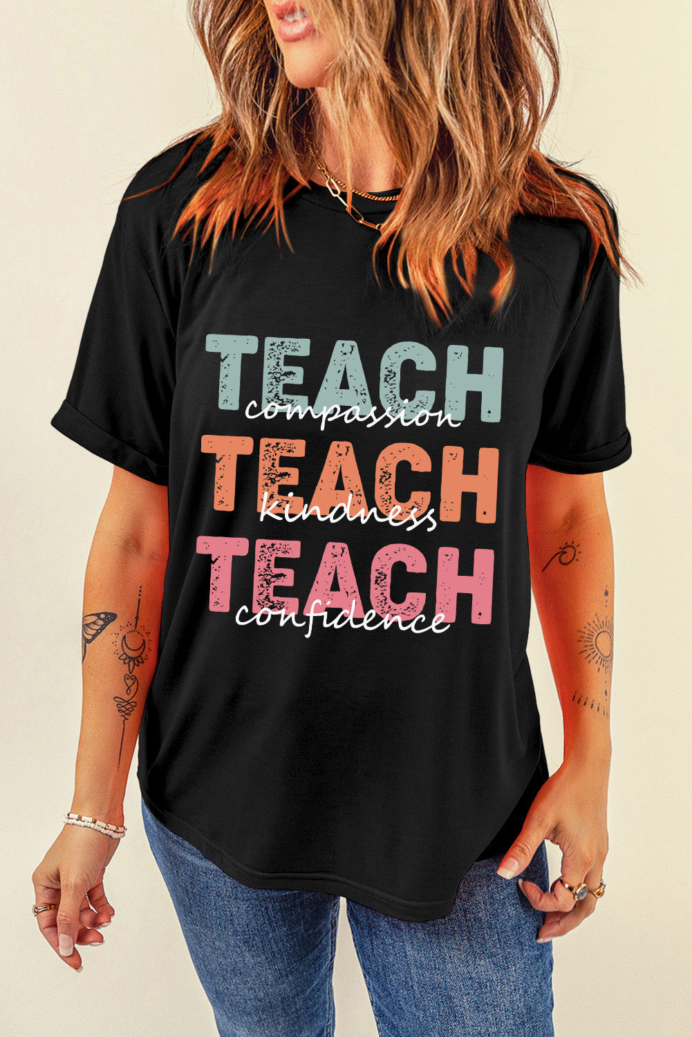 Black T-shirt with &