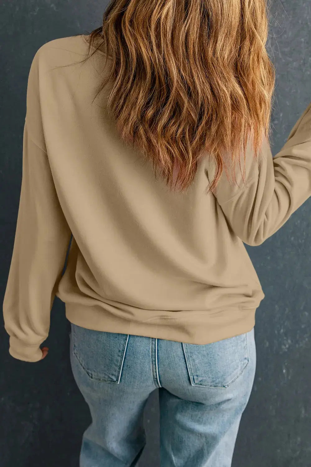 Plus size pumpkin graphic sweatshirt, back view