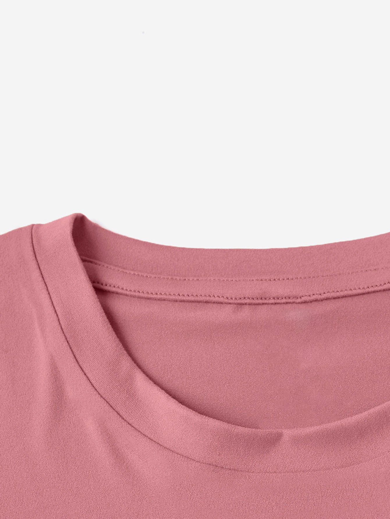 Close-up of pink T-shirt neckline