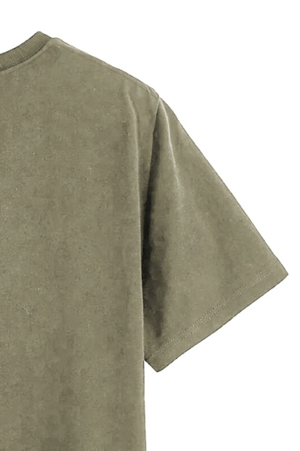 Close-up of olive T-shirt sleeve