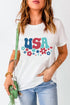 USA round neck short sleeve t-shirt with floral design
