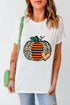 Pumpkin graphic round neck short sleeve T-shirt, front view