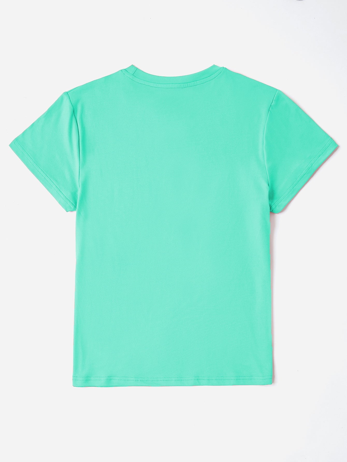 Back view of mint round neck short sleeve t-shirt