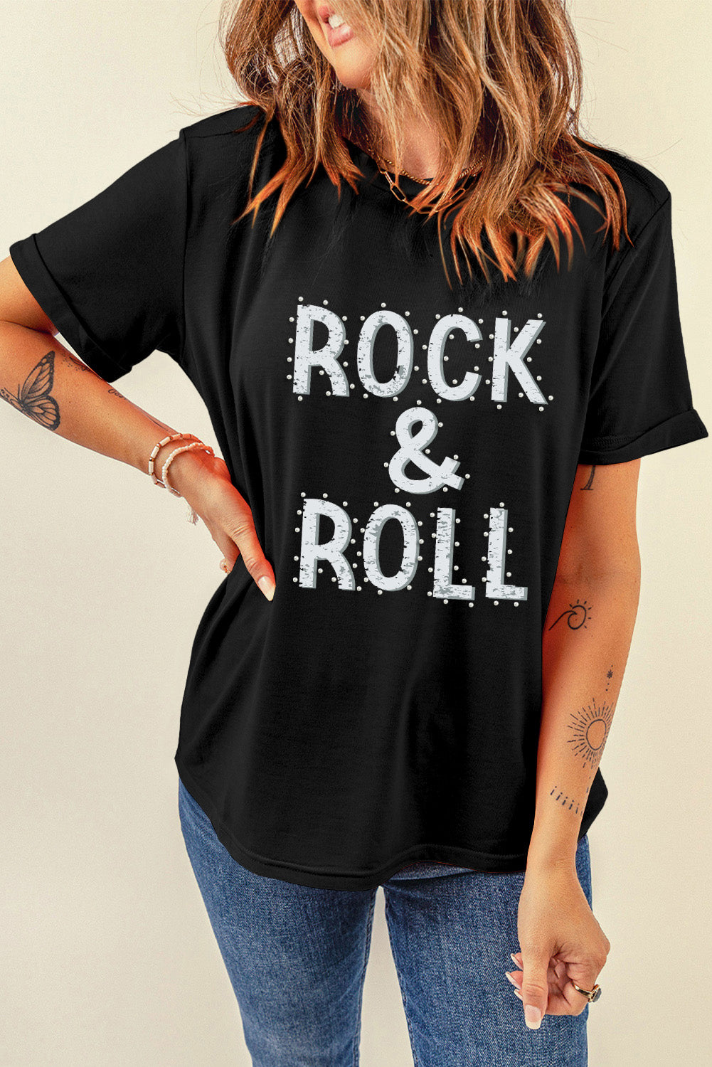 Short sleeve black T-shirt with &