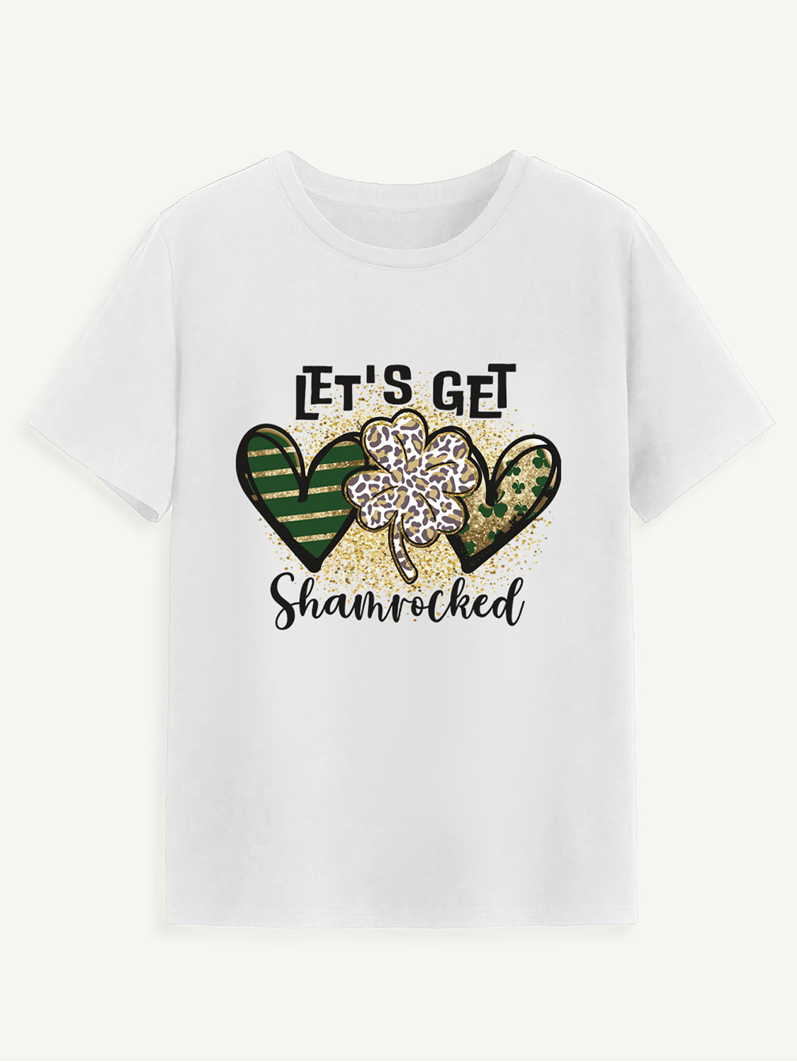 White Lucky Clover T-Shirt with Shamrock Design