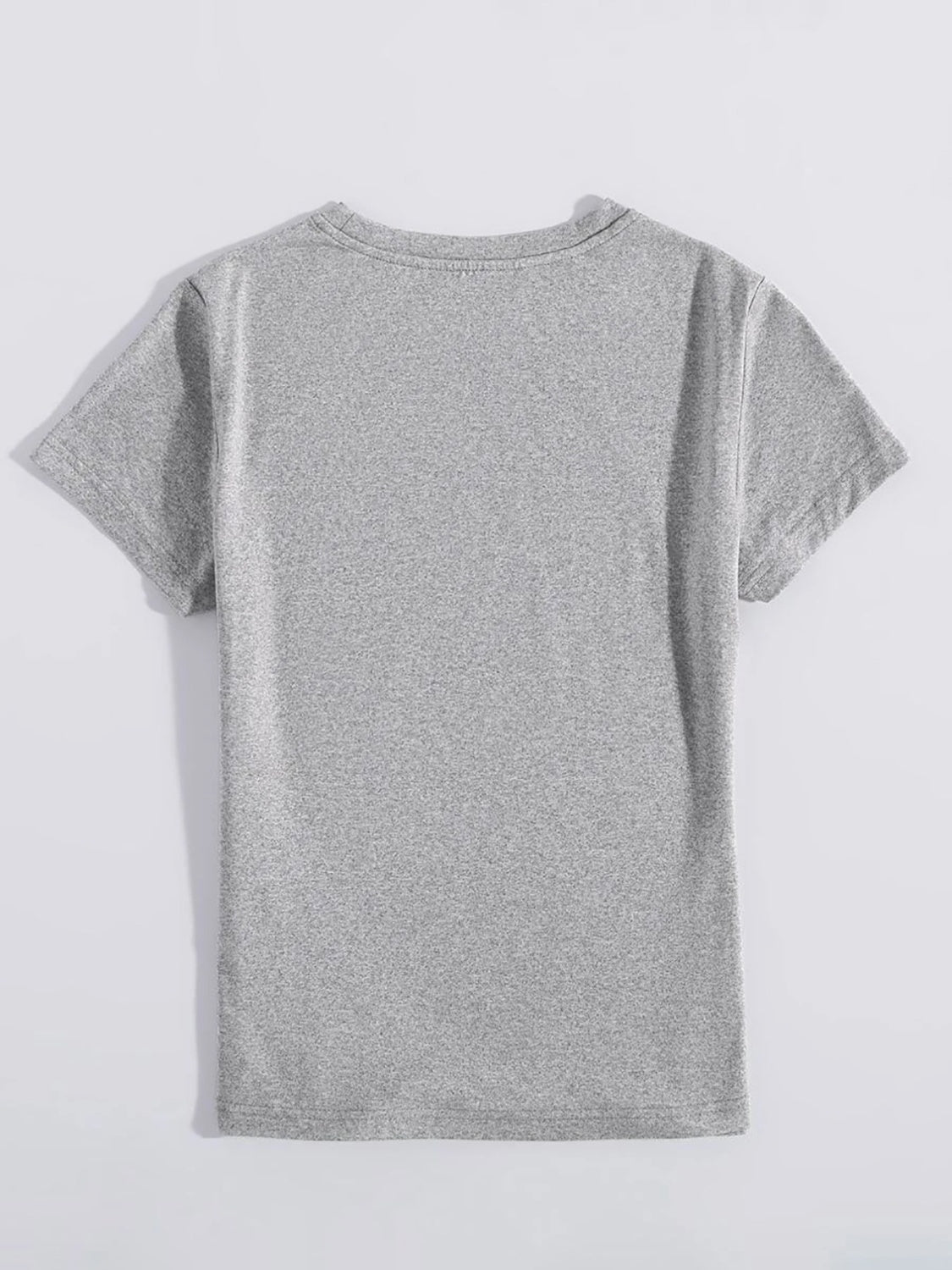 Back view of gray round neck short sleeve T-shirt