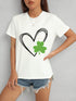 White Heart Lucky Clover Short Sleeve T-Shirt