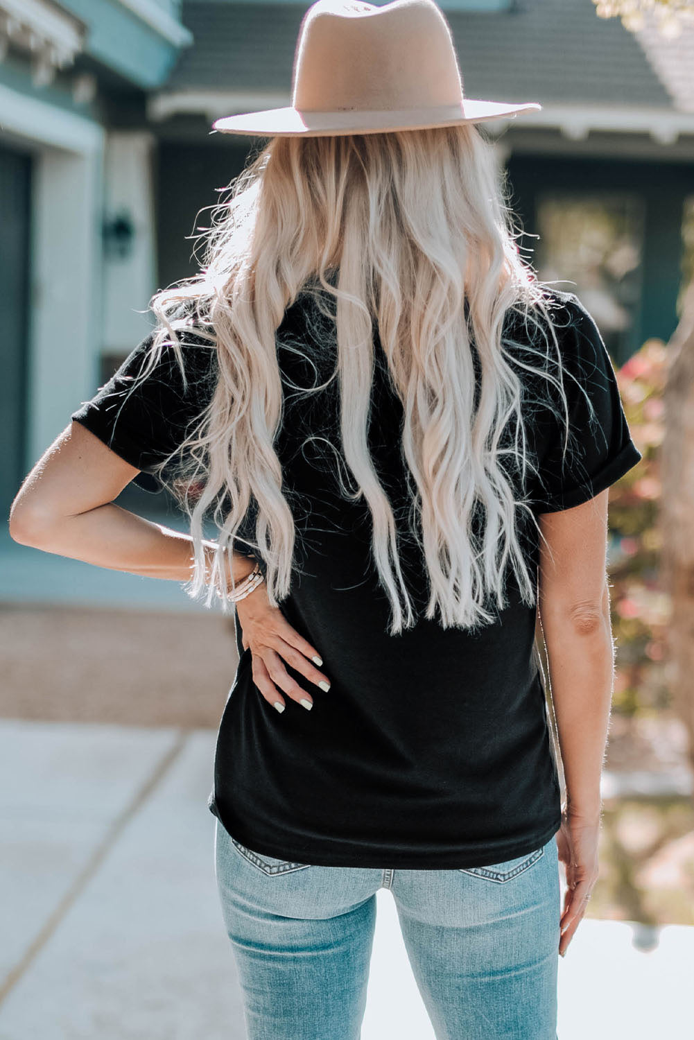 Back view of black graphic T-Shirt