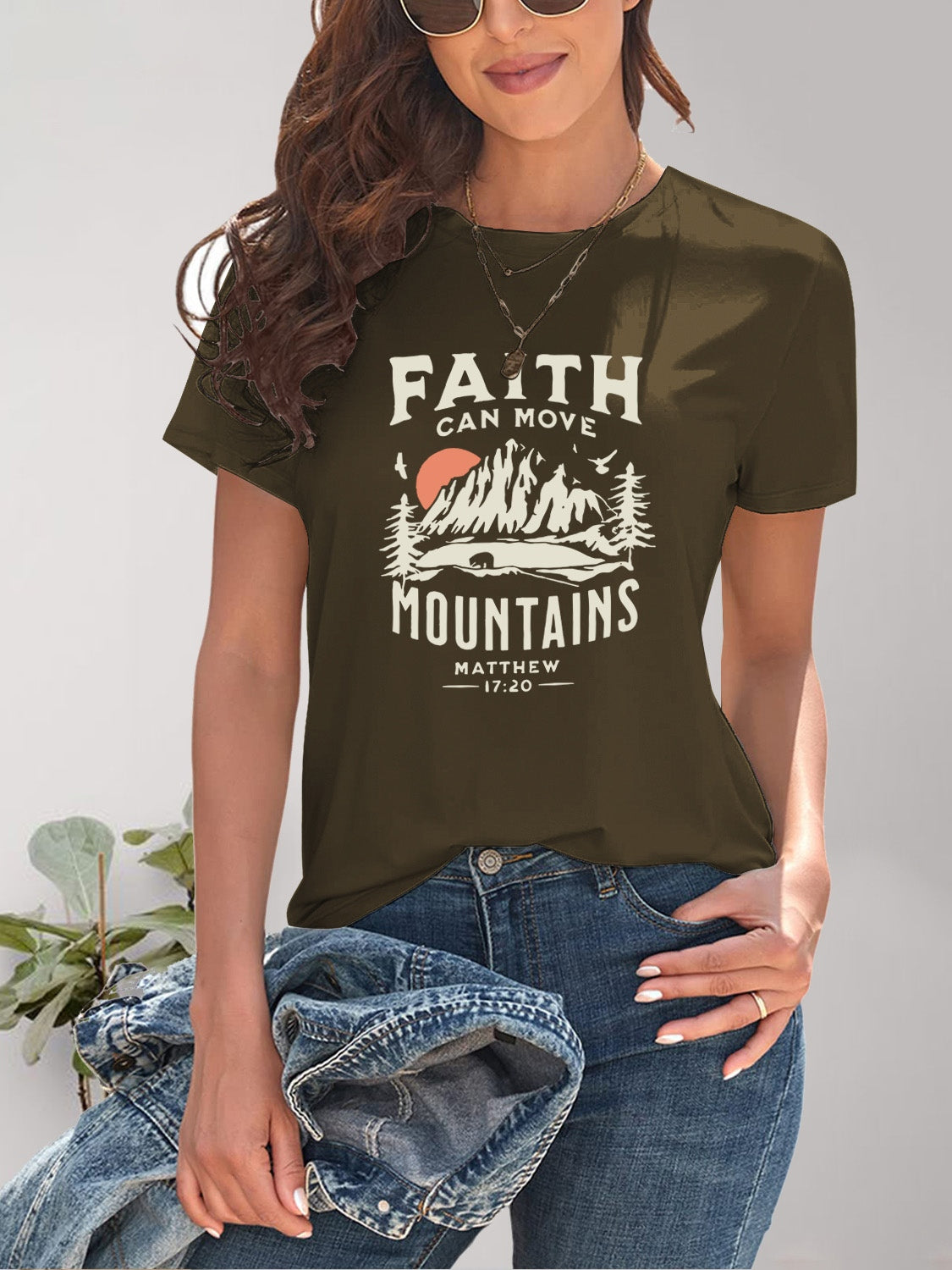 Olive t-shirt with mountain graphic design