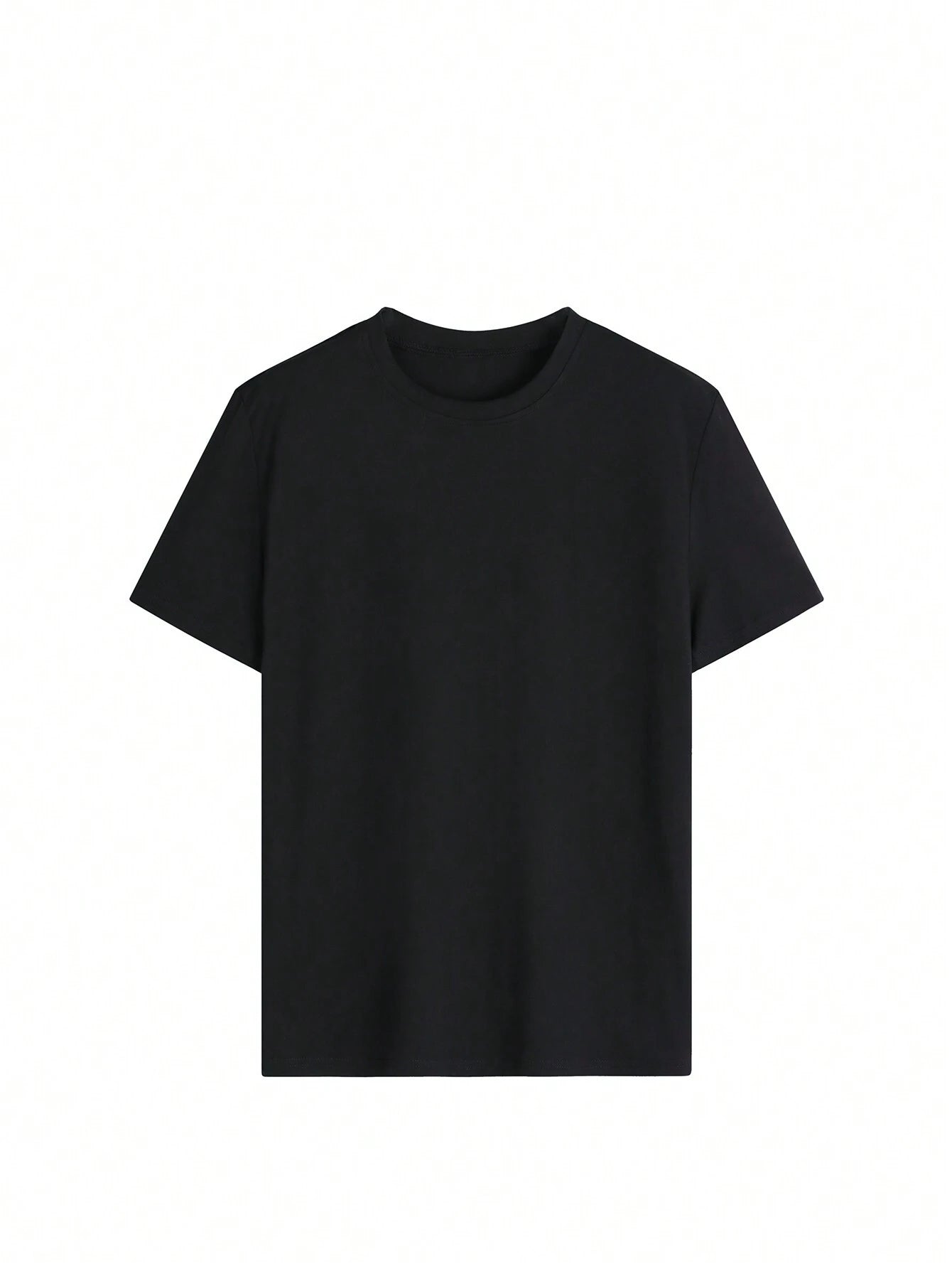 Plain black round neck half sleeve T-shirt