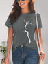 Gray cat round neck short sleeve t-shirt front view