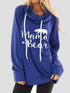 Blue Mama Bear graphic hoodie with drawstrings