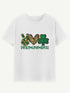 White Peace Love Irish T-Shirt with shamrock design