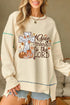 High-low contrast stitching sweatshirt with graphic design
