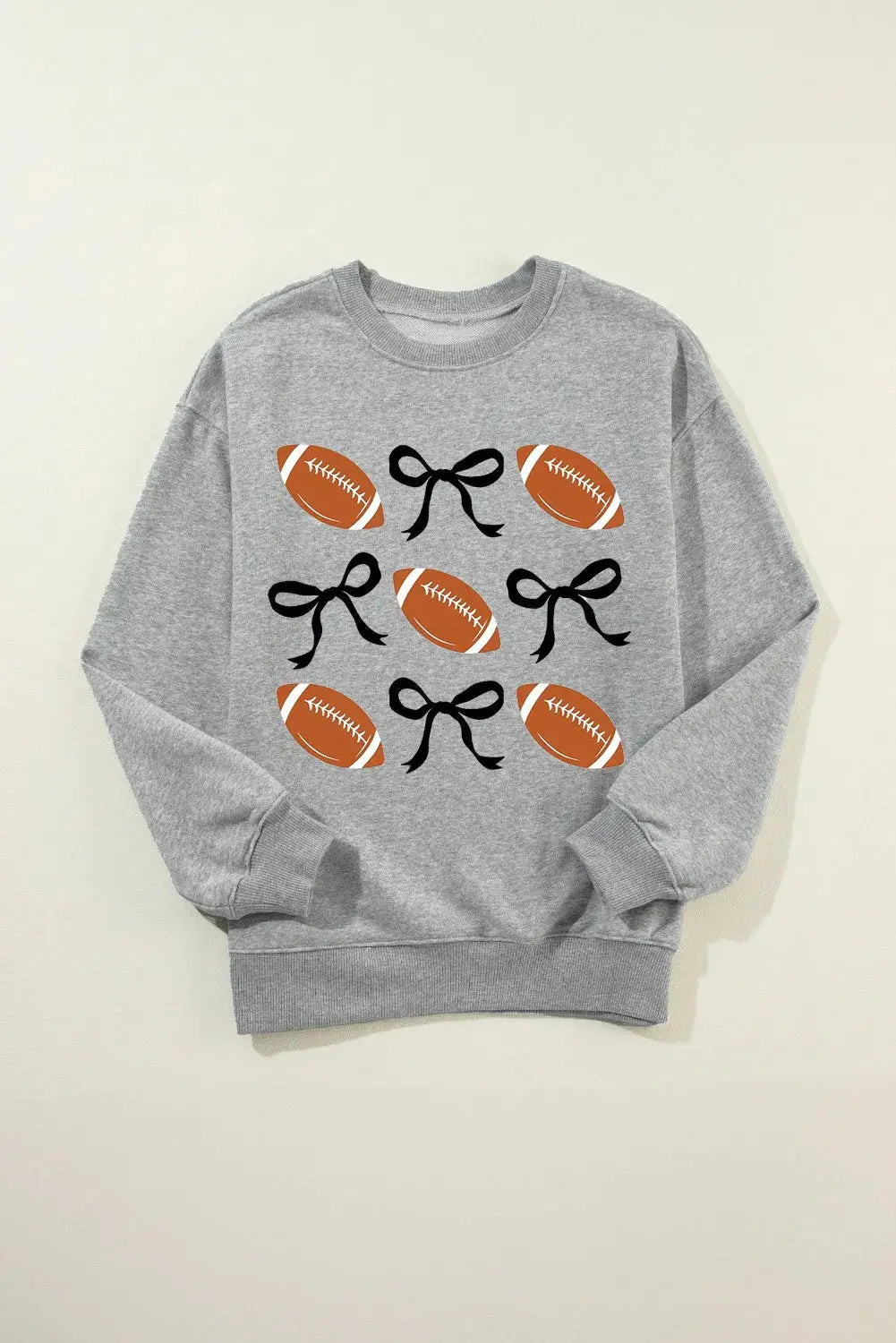 Football print round neck long sleeve sweatshirt