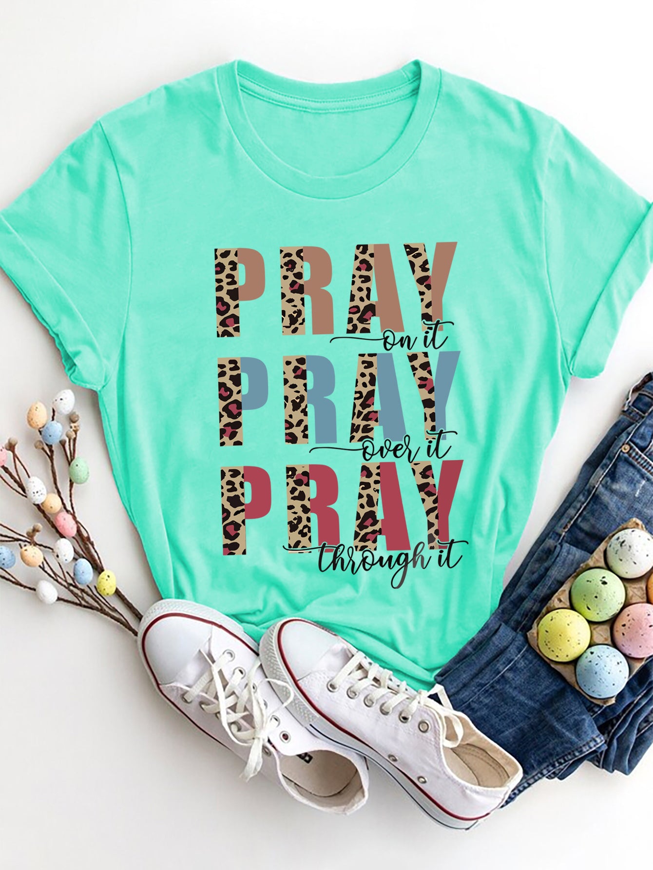 Mint green T-shirt with &