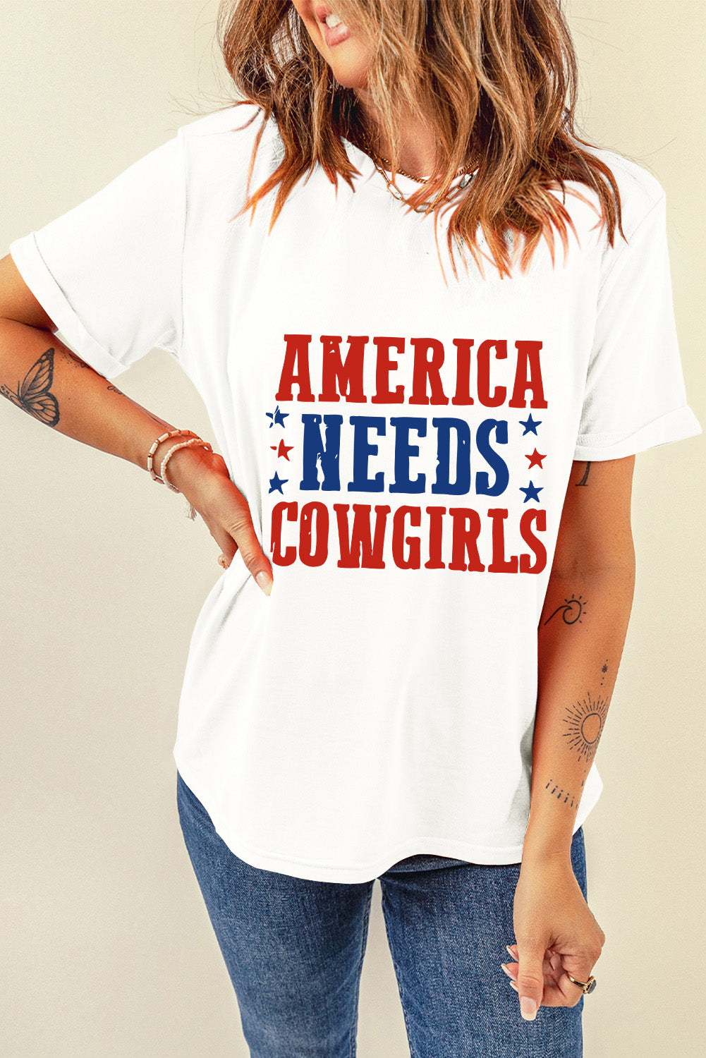 Round neck T-shirt featuring &