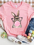 Pink rabbit graphic T-shirt with bubblegum design
