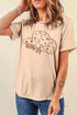Beige t-shirt with hat graphic and &