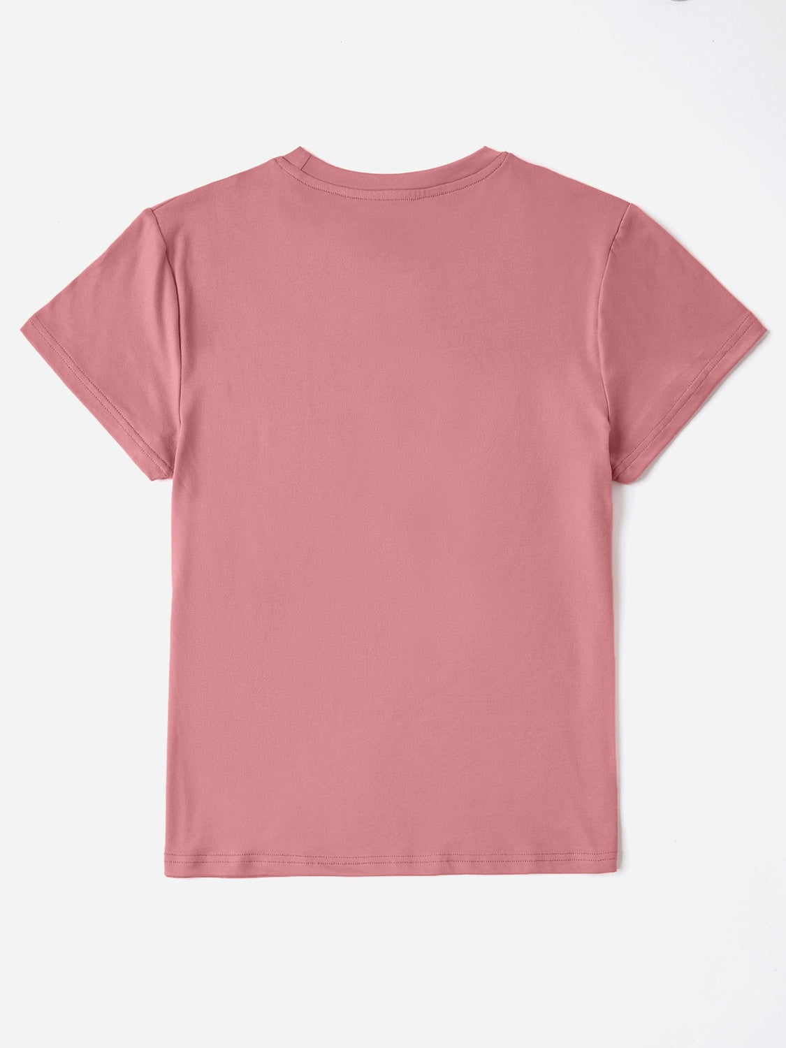 Back view of pink round neck short sleeve T-shirt