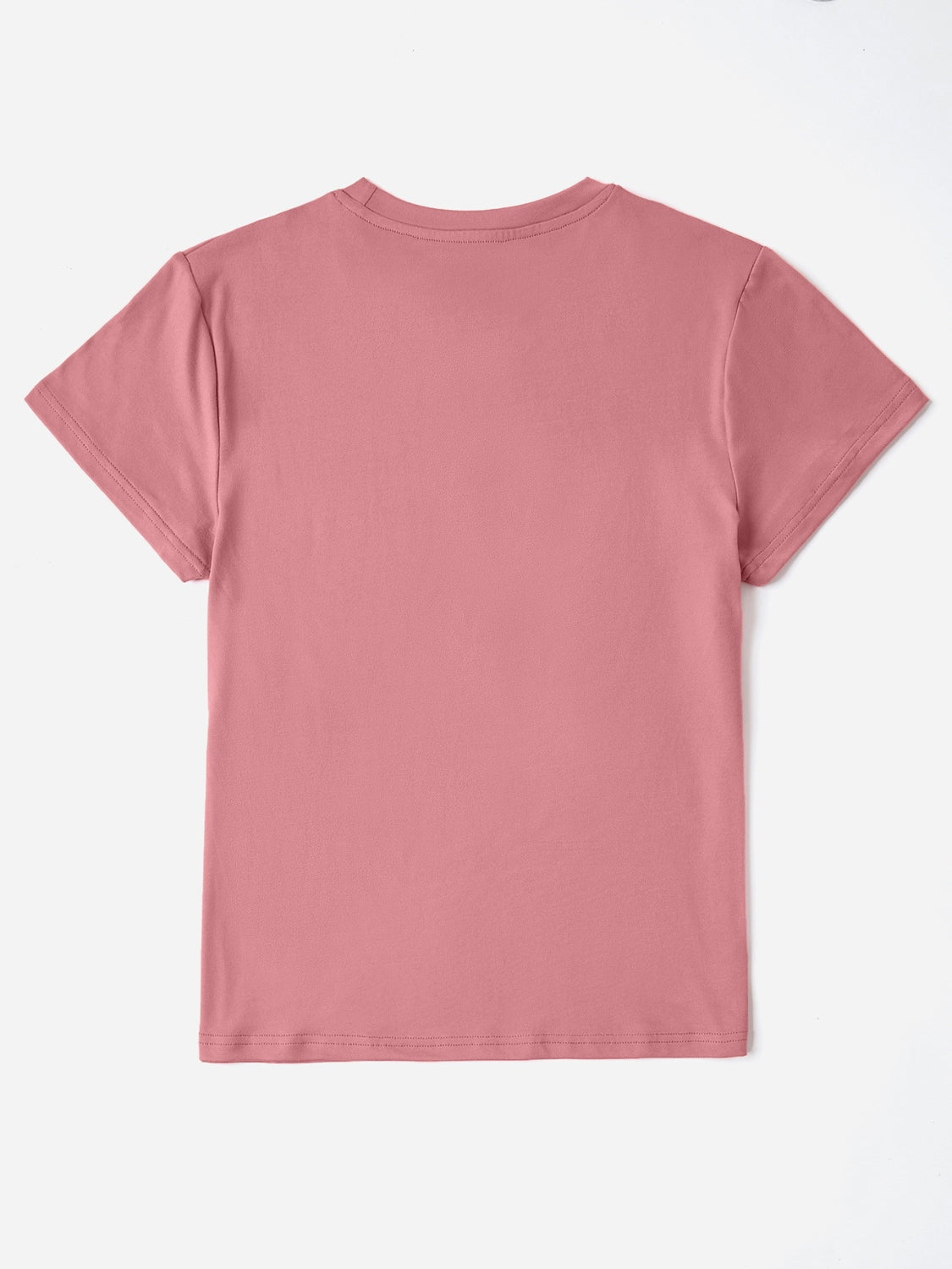 Back view of pink round neck short sleeve T-shirt