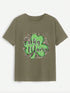 Olive green Lucky Mama round neck t-shirt