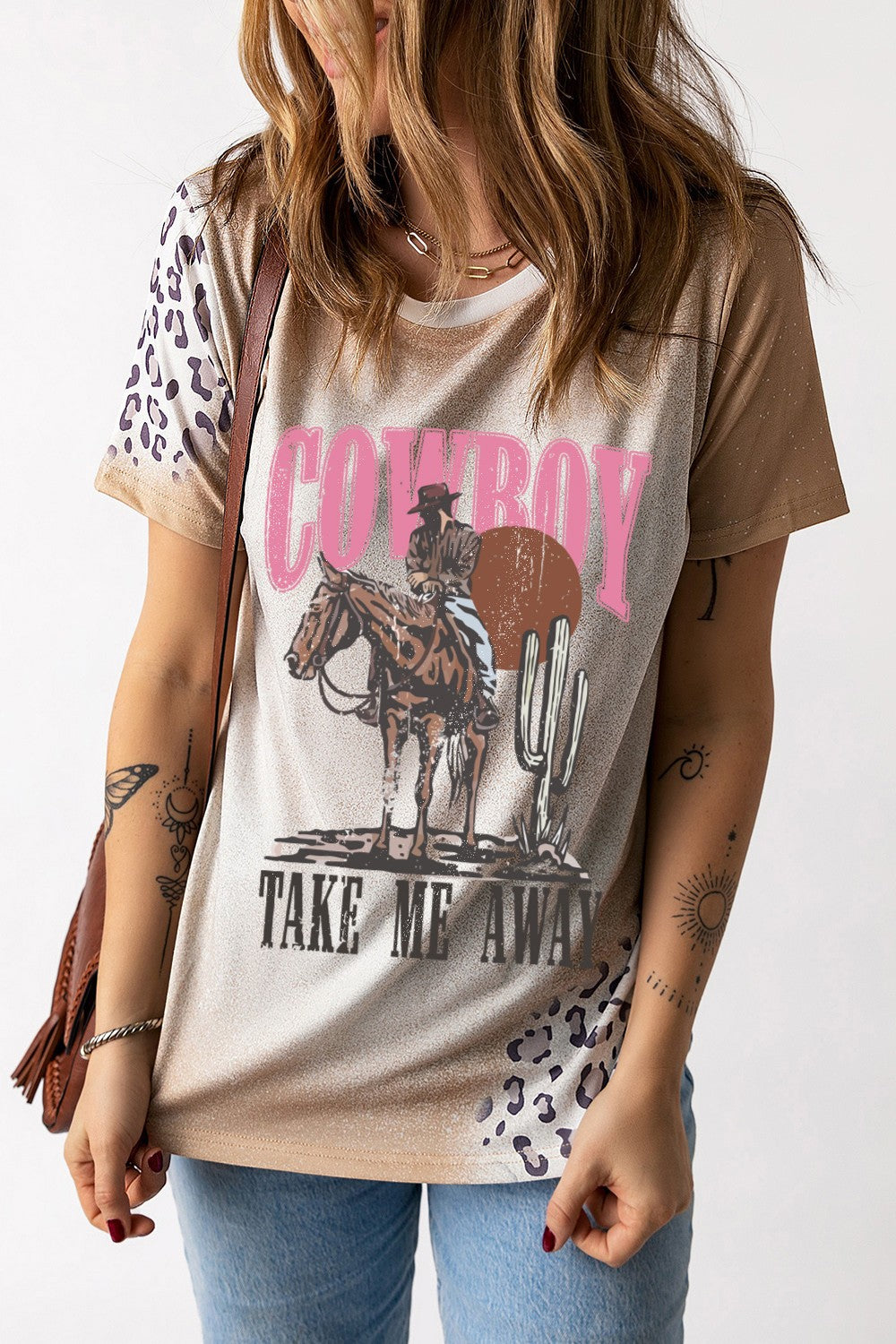 Graphic T-shirt featuring cowboy design, casual style