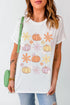 Pumpkin & Flower T-Shirt with round neck and short sleeves.
