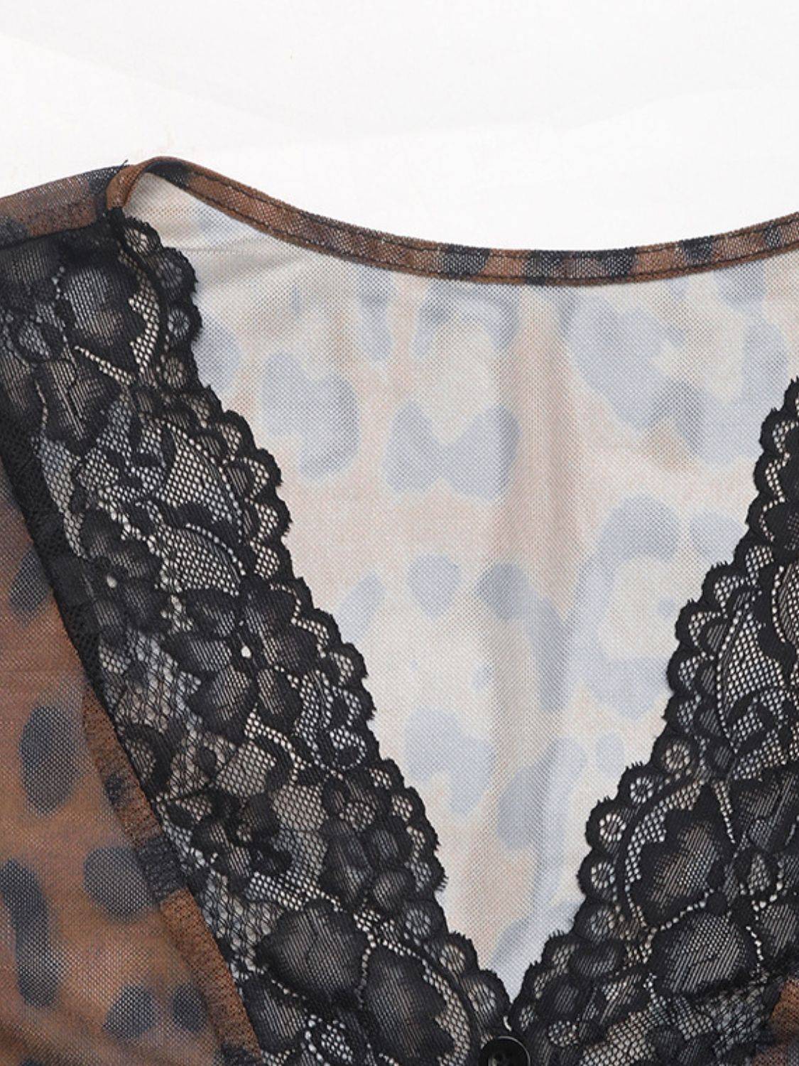Detailed lace design on leopard bodysuit