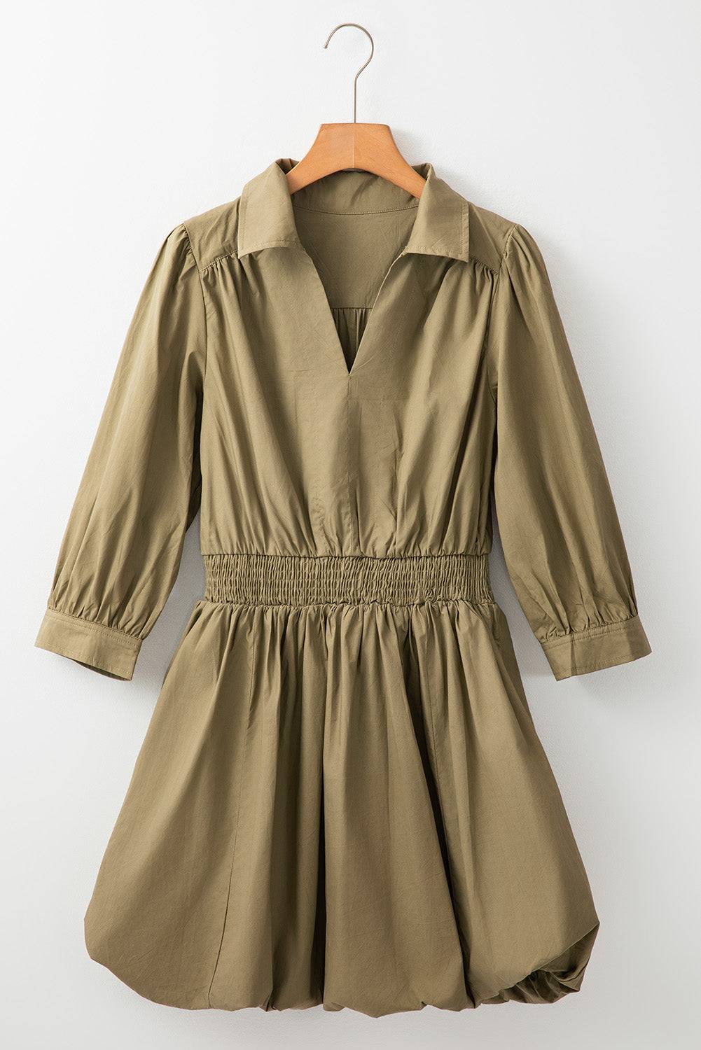 Hanging smocked Johnny collar mini dress